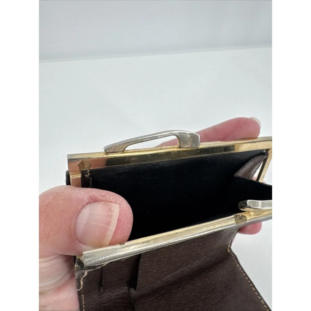 Gucci Vintage Interlocking bi-fold wallet Change Purse Brown leather Made Italy